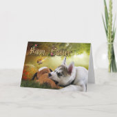 シベリアンハスキーの子犬のイースターカード シーズンカード (正面)