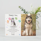 シベリアンハスキーの子犬の犬の誕生日感謝カード 招待状 (スタンド正面)