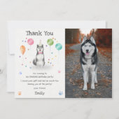 シベリアンハスキーの子犬の犬の誕生日感謝カード 招待状 (正面)
