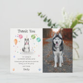 シベリアンハスキーの子犬の犬の誕生日感謝カード 招待状 (スタンド正面)