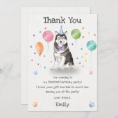 シベリアンハスキーの子犬の犬の誕生日感謝カード 招待状 (正面/裏面)