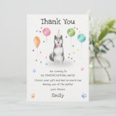 シベリアンハスキーの子犬の犬の誕生日感謝カード 招待状 (スタンド正面)