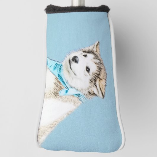 シベリアンハスキーの子犬の絵画-元の犬の芸術 ゴルフヘッドカバー (回転90)