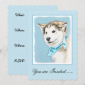 シベリアンハスキーの子犬の絵 - オリジナルの犬のアート 招待状 (正面/裏面)