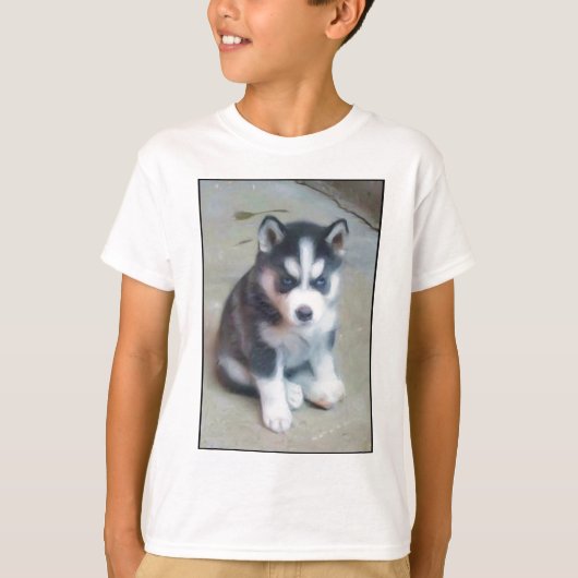 シベリアンハスキーの子犬の芸術 Tシャツ (正面)