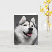 シベリアンハスキーの小犬-こんにちは、愛は、恋しく思います、 カード (黄色い花)