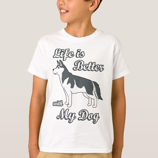 シベリアンハスキーの愛らしい犬のデザインです Tシャツ (正面)