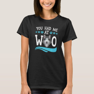 シベリアンハスキーの犬の子犬の飼い主のための Woo であなたに惚れました Tシャツ