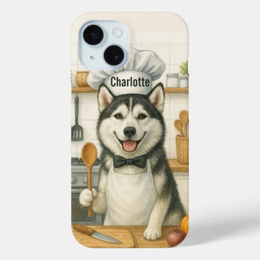 シベリアンハスキーの犬シェフ 名前入り Case-Mate iPhoneケース (裏面)