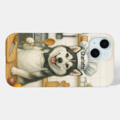 シベリアンハスキーの犬シェフ 名前入り Case-Mate iPhoneケース (裏面 (横))