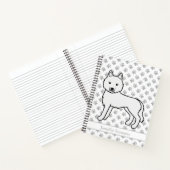 シベリアンハスキーの白い犬のイラスト ノートブック (内部)