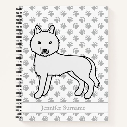 シベリアンハスキーの白い犬のイラスト ノートブック (正面)