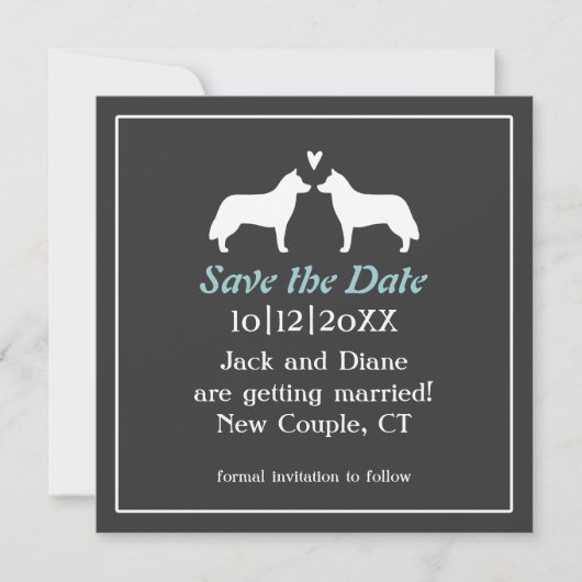 シベリアンハスキーの結婚式 Save the Date 招待状 (正面)