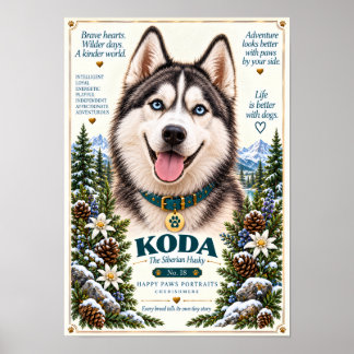 シベリアンハスキーの肖像画 | Koda No. 18 ポスター
