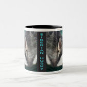 シベリアンハスキーの芸術のマグ ツートーンマグカップ (中央)