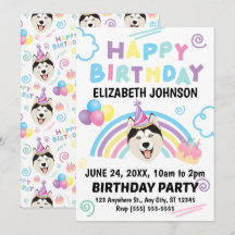 シベリアンハスキーの誕生日招待状