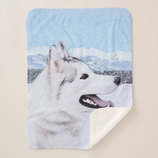 シベリアンハスキーの(銀および白)絵画犬の芸術 シェルパブランケット (正面)