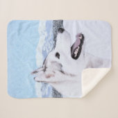 シベリアンハスキーの(銀および白)絵画犬の芸術 シェルパブランケット (正面(横))