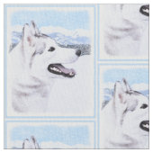 シベリアンハスキーの(銀および白)絵画犬の芸術 ファブリック (クローズアップ)
