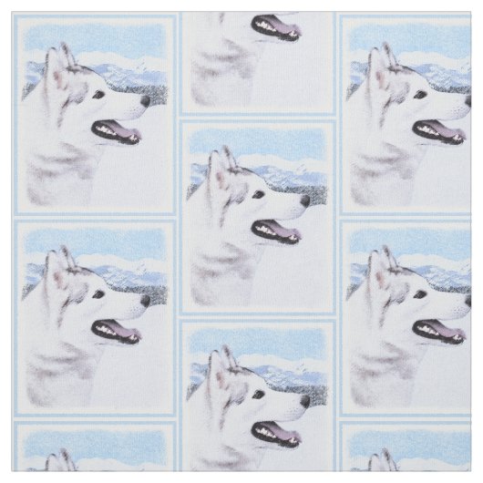 シベリアンハスキーの(銀および白)絵画犬の芸術 ファブリック (見本)