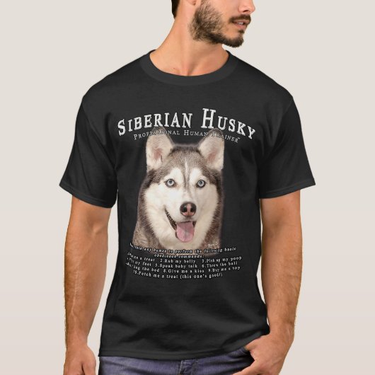 シベリアンハスキーオーナー 人間のトレーナー Tシャツ (正面)