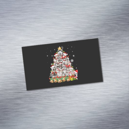 シベリアンハスキークリスマスツリーライトおもしろい犬 マグネット名刺 (インサイチュ)