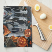 シベリアンハスキーハロウィーンの不気味な キッチンタオル (四つ折り)