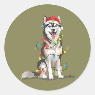シベリアンハスキー好きな人へのクリスマスプレゼント 犬の母のためのXmasギフト ラウンドシール