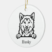 シベリアンハスキー犬のパーソナライズされたペットオーナメント、Cu C セラミックオーナメント (左)