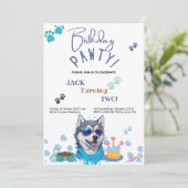 シベリアンハスキー犬の誕生日 招待状 (スタンド正面)