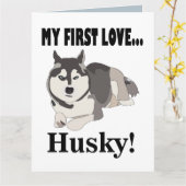 シベリアンハスキー犬 カード (黄色い花)