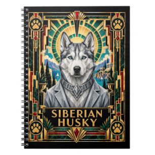 シベリアンハスキー、アールデコの犬 ノートブック