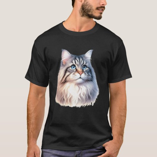 シベリアン+キャットの肖像 Tシャツ (正面)