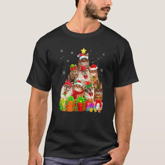シベリアン+クリスマス+セーター+キャットツリー Tシャツ (正面)