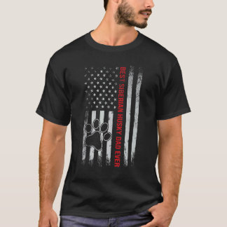 シベリアン・ハスキーの最高のお父さん アメリカ国旗 ヴィンテージ 父 Tシャツ