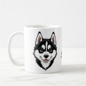 シベリアン・ハスキーの甘い仔犬 コーヒーマグカップ (左)