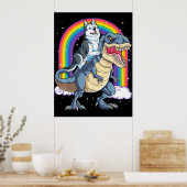 シベリアン·ハスキー乗馬恐竜レックス贈呈少年 ポスター (キッチン)