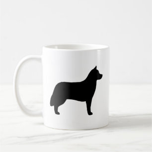 シベリアン・ハスキー犬がシルエットを作る コーヒーマグカップ