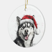 シベリアン・ハスキー犬のクリスマス オーナメント 名前入り (左)