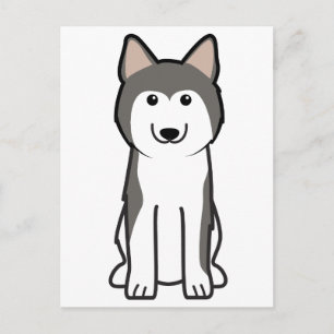 シベリアン・ハスキー犬漫画 ポストカード