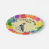 シベリアン·ハスキー·おもしろい絵を描·スプラッシュ·アート·パーティー  ペーパープレート (アングル)