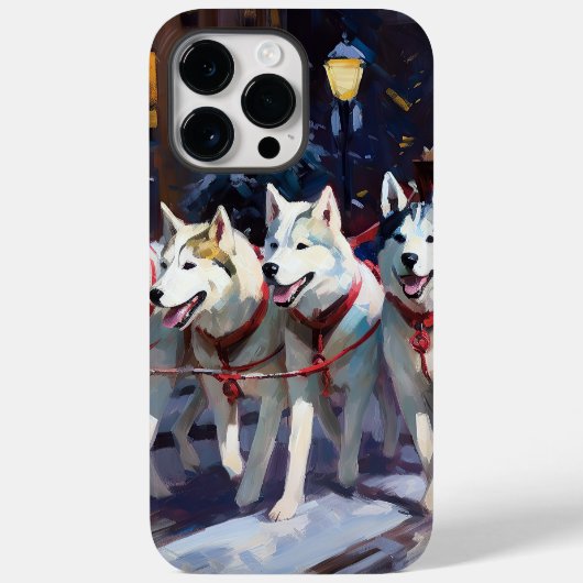 シベリアン・ハスキー クリスマス フェスティブシーズン Case-Mate iPhoneケース (裏面)
