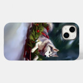 シベリアン・ハスキー クリスマス 雪 冬 Case-Mate iPhoneケース (裏面 (横))