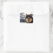 シベリアン・ハスキー・ステッカー スクエアシール (バッグ)