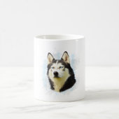 シベリアン・ハスキー・ドッグの水彩画 コーヒーマグカップ (中央)