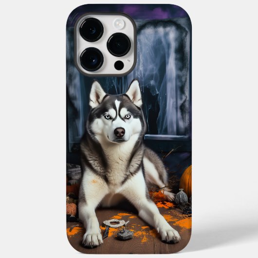 シベリアン・ハスキー・パンプキン・ハロウィン・ホラー Case-Mate iPhoneケース (裏面)