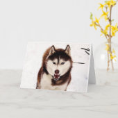 シベリアン・ハスキー・折り畳み式グリーティング・カード  カード (黄色い花)