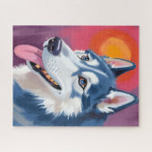 シベリアン・ハスキー 犬の肖像画 ジグソーパズル (横)