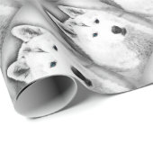 シベリアン・ハスキー（青い目付き）ファインアートスケッチ ラッピングペーパー (ロールコーナー)