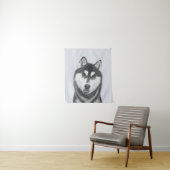 シベリアン・ハスキー (黒白) 犬の絵画アート タペストリー (インサイチュ)